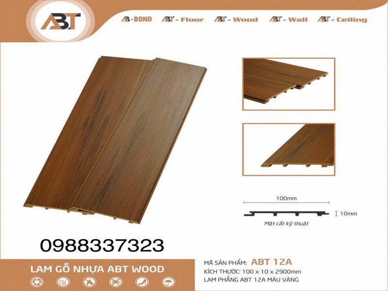 Tấm ốp lam gỗ nhựa ABT wood 12B tại Đà Nẵng