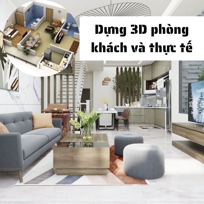 Dựng 3D phòng khách