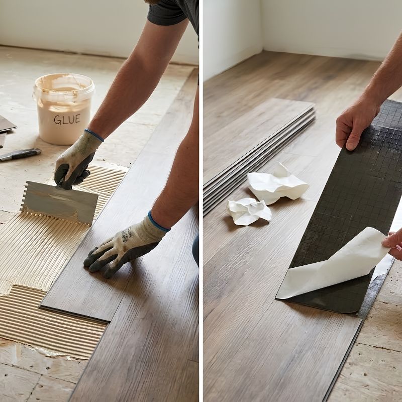 Sàn nhựa dán keo và sàn nhựa tự dán